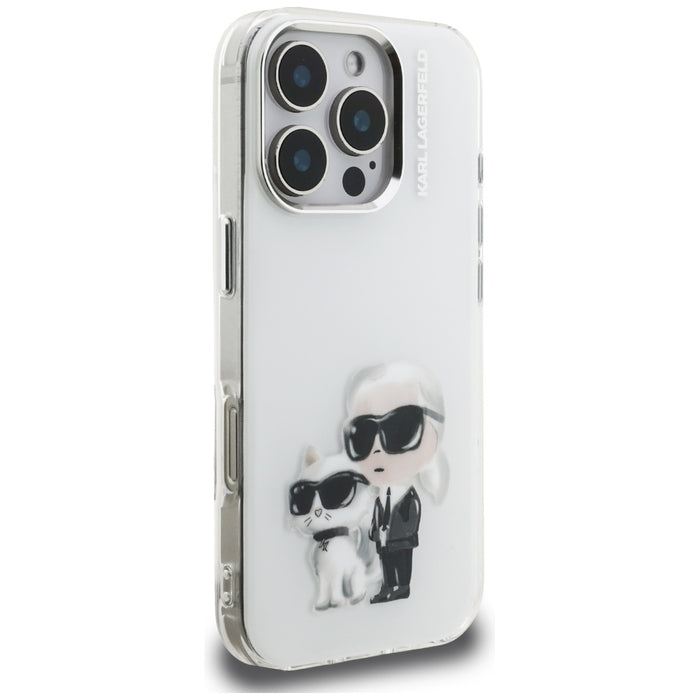 Karl Lagerfeld IML Aquarelle Karl &amp; Choupette &amp; Logo Case for iPhone 16 Pro Max - White