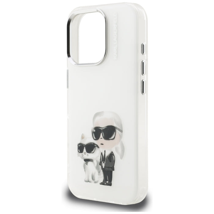 Karl Lagerfeld IML Aquarelle Karl &amp; Choupette &amp; Logo Case for iPhone 16 Pro Max - White