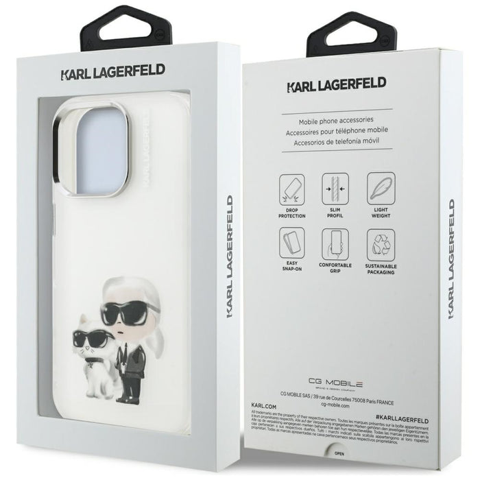 Karl Lagerfeld IML Aquarelle Karl &amp; Choupette &amp; Logo Case for iPhone 16 Pro Max - White