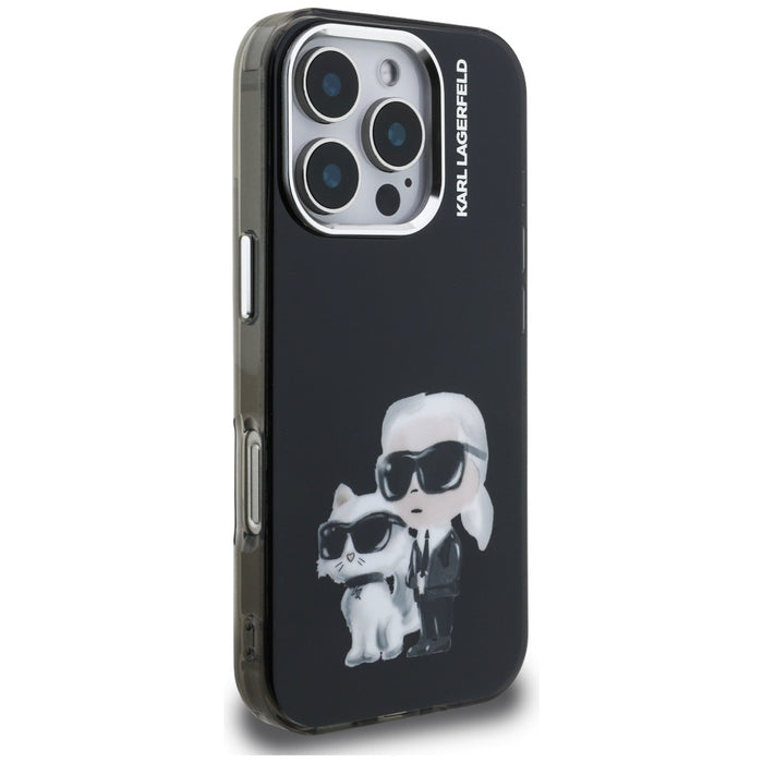 Karl Lagerfeld IML Aquarelle Karl &amp; Choupette &amp; Logo Case for iPhone 16 Pro Max - Black