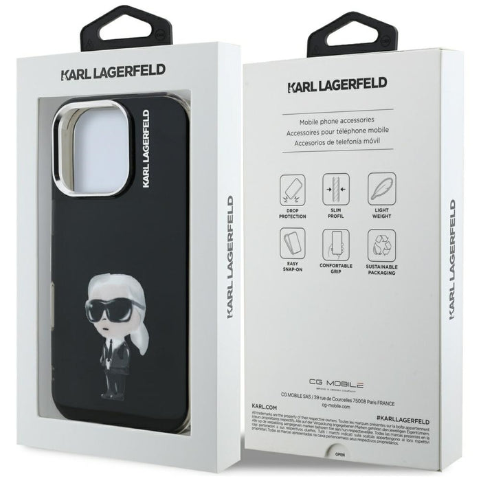 Karl Lagerfeld IML Aquarelle Karl &amp; Logo MagSafe Case for iPhone 16 Pro Max - Black