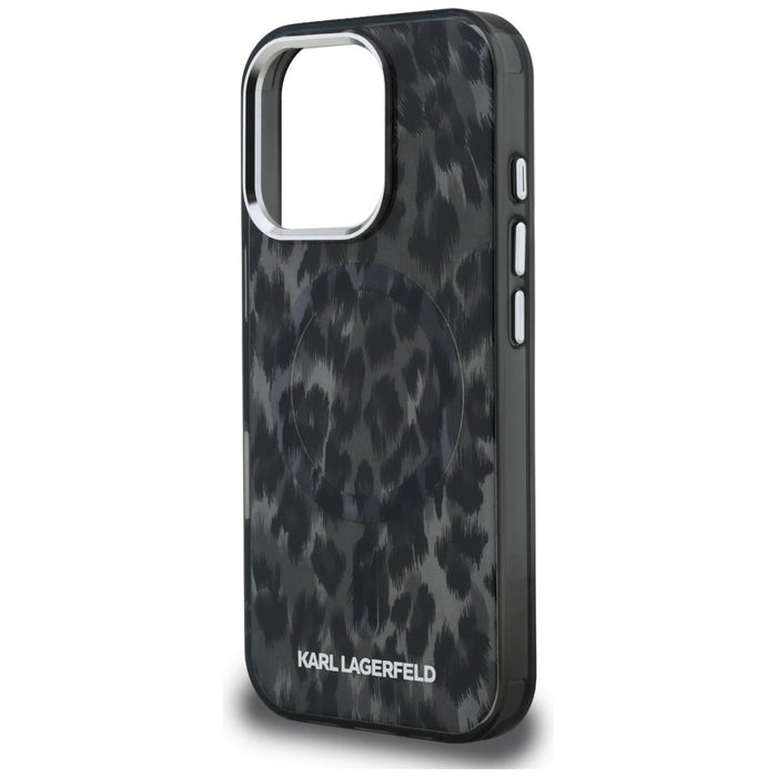 Karl Lagerfeld IML Leopard Pattern MagSafe Case for iPhone 16 Pro - Black