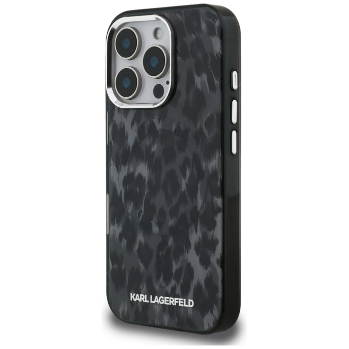 Karl Lagerfeld IML Leopard Pattern MagSafe Case for iPhone 16 Pro - Black