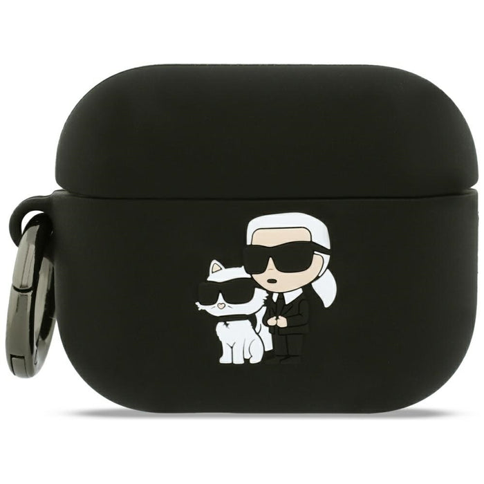 Karl Lagerfeld Silicone Karl &amp; Chaupette Head 3D Case for AirPods Pro 3 - Black