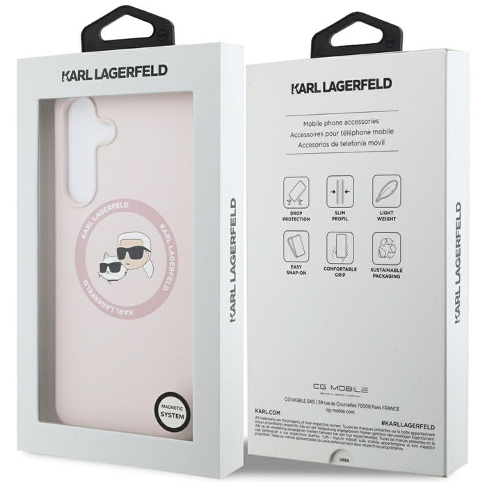 Karl Lagerfeld Silicone Karl &amp; Choupette Heads MagSafe Case for Samsung Galaxy S25 FE - Pink