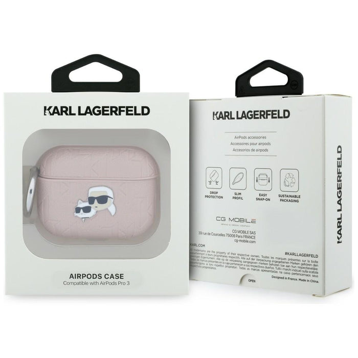Karl Lagerfeld Monogram Karl &amp; Choupette Head Case for AirPods Pro 3 - Pink