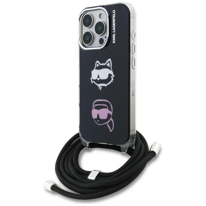 Karl Lagerfeld IML Crossbody Karl&amp;Choupette Head Case for iPhone 16 Pro - Black