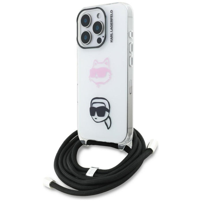 Karl Lagerfeld IML Crossbody Karl&amp;Choupette Head Case for iPhone 16 Pro Max - White