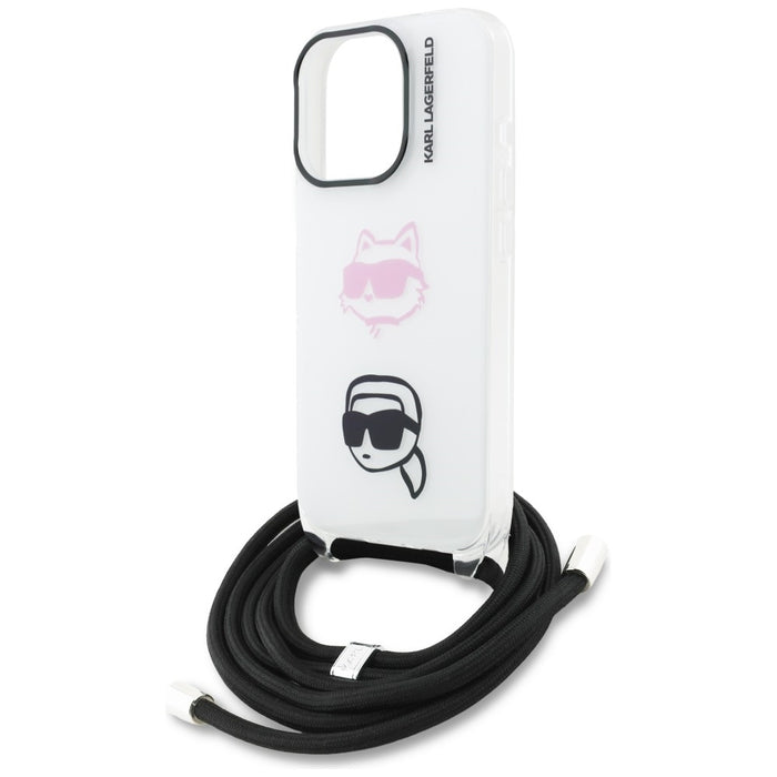 Karl Lagerfeld IML Crossbody Karl&amp;Choupette Head Case for iPhone 16 Pro Max - White