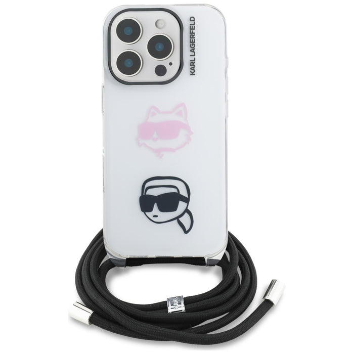 Karl Lagerfeld IML Crossbody Karl&amp;Choupette Head Case for iPhone 16 Pro Max - White