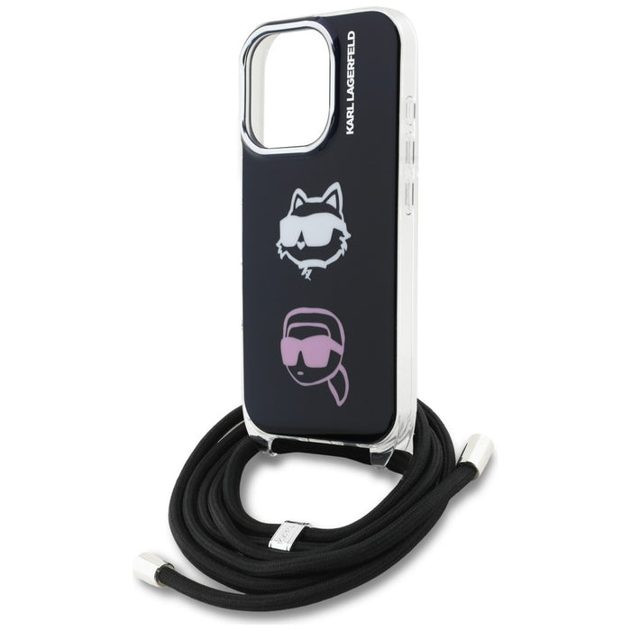 Karl Lagerfeld IML Crossbody Karl&amp;Choupette Head Case for iPhone 16 Pro Max - Black