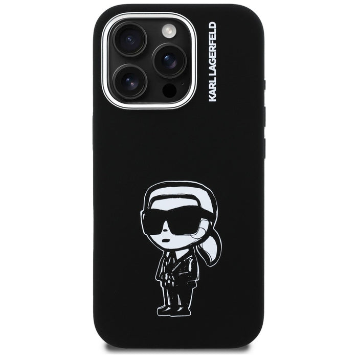 Karl Lagerfeld Silicone Karl Sketch MagSafe Case for iPhone 16 Pro - Black