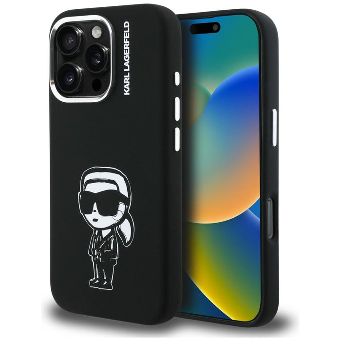 Karl Lagerfeld Silicone Karl Sketch MagSafe Case for iPhone 16 Pro Max - Black
