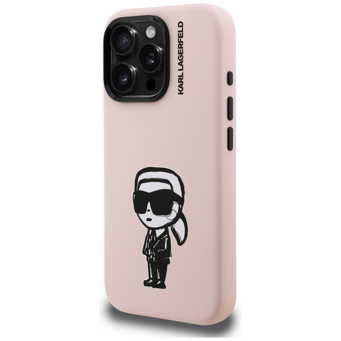 Karl Lagerfeld Silicone Karl Sketch MagSafe Case for iPhone 16 Pro Max - Pink