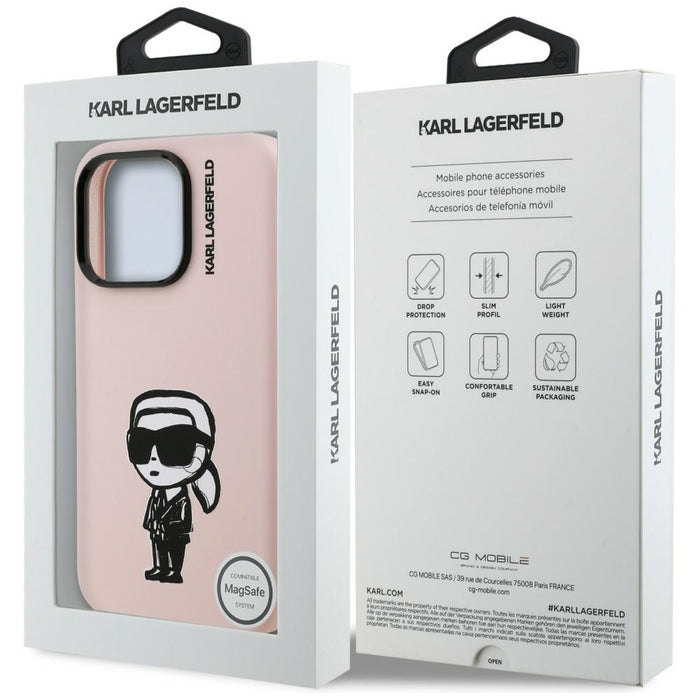 Karl Lagerfeld Silicone Karl Sketch MagSafe Case for iPhone 16 Pro - Pink