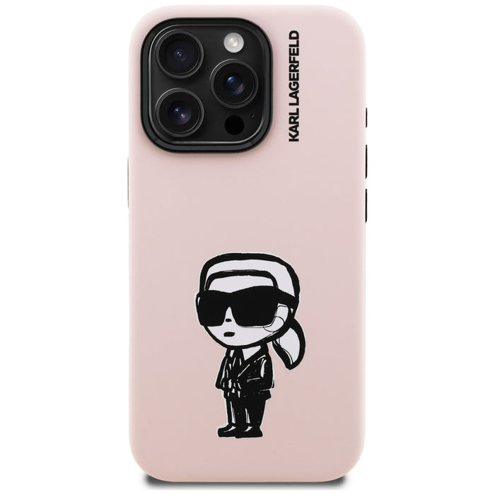 Karl Lagerfeld Silicone Karl Sketch MagSafe Case for iPhone 16 Pro - Pink