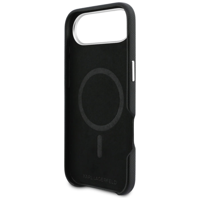 Karl Lagerfeld Karl & Choupette Head Pins Saffiano MagSafe Case for iPhone Air - Black
