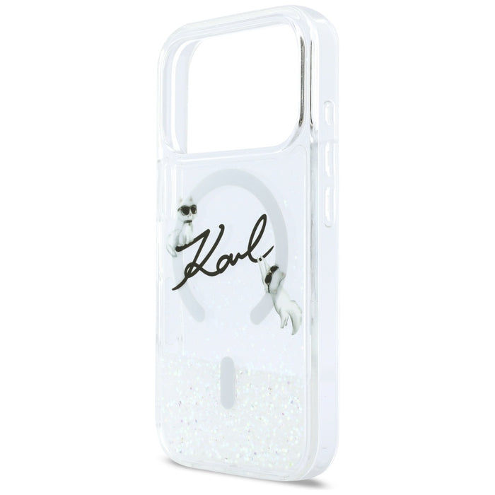 Karl Lagerfeld Liquid Glitter Karl Script Logo MagSafe Case for iPhone 17 Pro - Clear