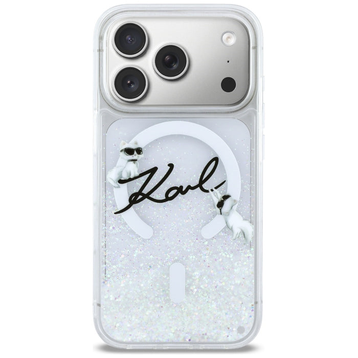 Karl Lagerfeld Liquid Glitter Karl Script Logo MagSafe Case for iPhone 17 Pro - Clear
