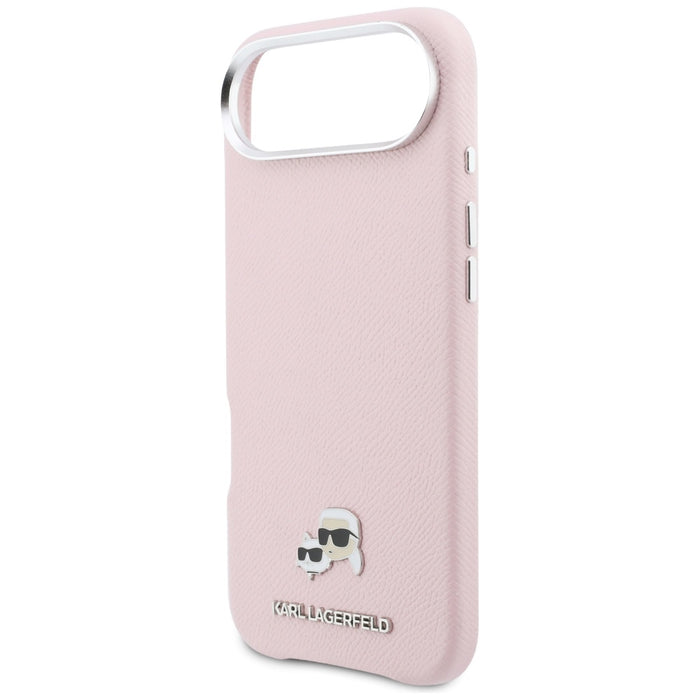 Karl Lagerfeld Karl &amp; Choupette Head Pins Saffiano MagSafe iPhone Air Case - Pink