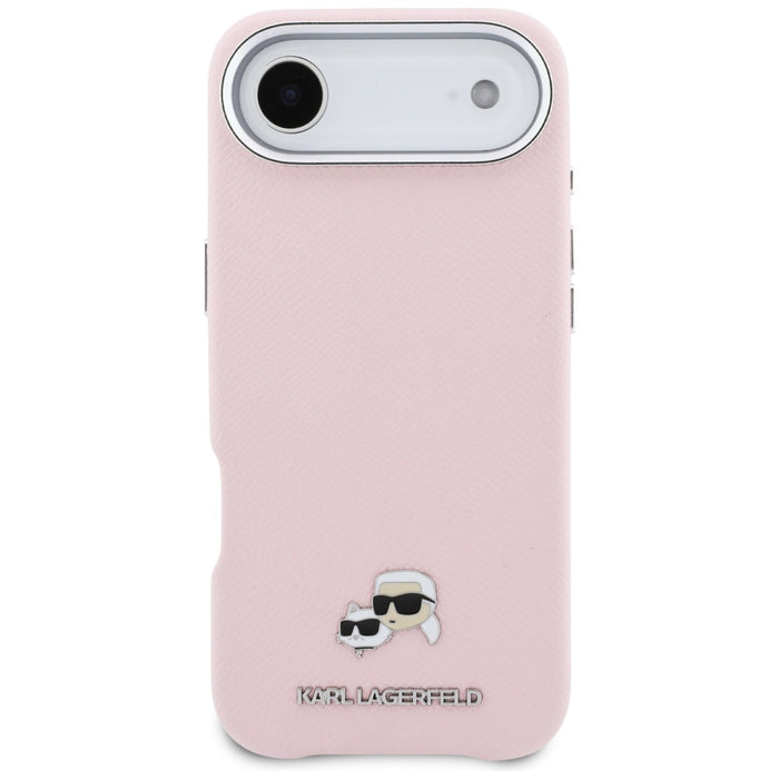 Karl Lagerfeld Karl &amp; Choupette Head Pins Saffiano MagSafe iPhone Air Case - Pink