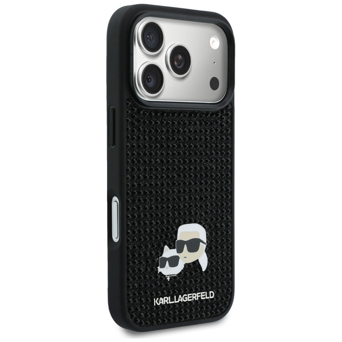 Karl Lagerfeld Rhinestones Karl&amp;Choupette Pin Case for iPhone 17 Pro - Black