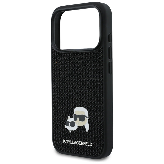 Karl Lagerfeld Rhinestones Karl&amp;Choupette Pin Case for iPhone 17 Pro - Black