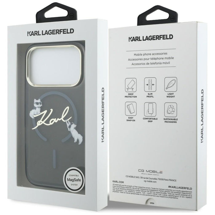 Karl Lagerfeld IML Choupettes Karl Script Logo MagSafe Case for iPhone 17 Pro - Black