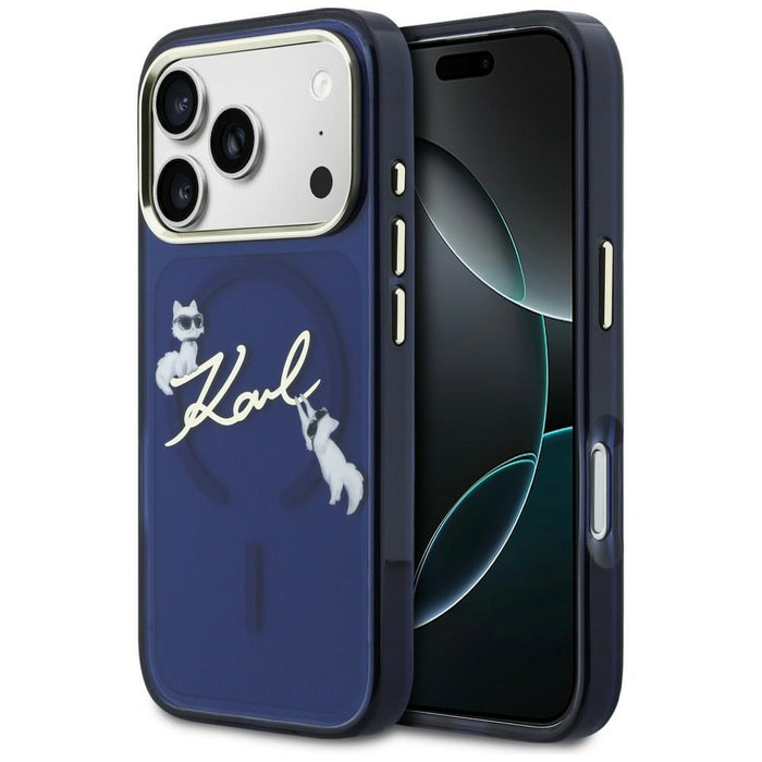 Karl Lagerfeld IML Choupettes Karl Script Logo MagSafe Case for iPhone 17 Pro Max - Blue