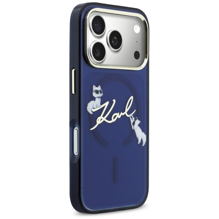 Karl Lagerfeld IML Choupettes Karl Script Logo MagSafe Case for iPhone 17 Pro Max - Blue
