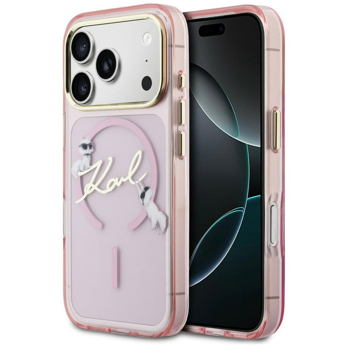 Karl Lagerfeld IML Choupettes Karl Script Logo MagSafe Case for iPhone 17 Pro Max - Pink