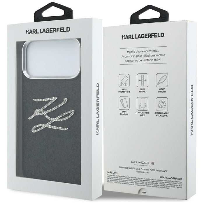 Karl Lagerfeld IML Glitter KL Diamond Logo Case for iPhone 17 Pro Max - Black
