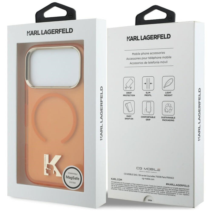 Karl Lagerfeld IML K Head Logo MagSafe Case for iPhone 17 Pro - Orange