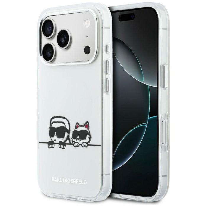 Karl Lagerfeld IML Karl &amp; Choupette Peekaboo Logo MagSafe Case for iPhone 17 Pro - White