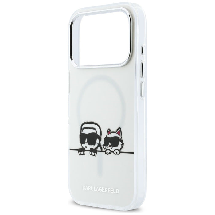 Karl Lagerfeld IML Karl &amp; Choupette Peekaboo Logo MagSafe Case for iPhone 17 Pro - White
