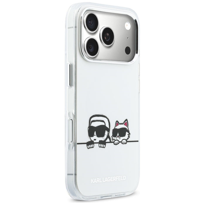 Karl Lagerfeld IML Karl &amp; Choupette Peekaboo Logo MagSafe Case for iPhone 17 Pro - White