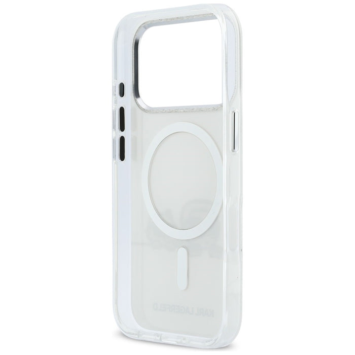 Karl Lagerfeld IML Karl &amp; Choupette Peekaboo Logo MagSafe Case for iPhone 17 Pro - White