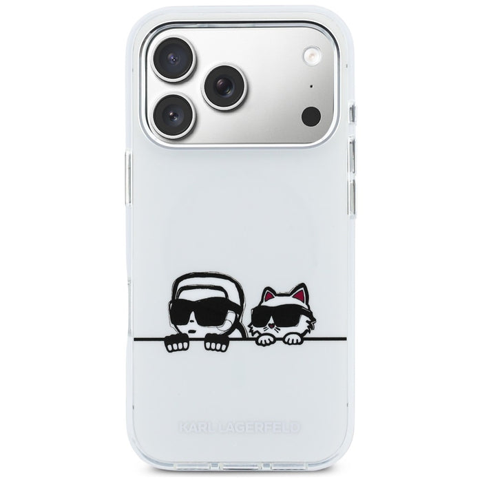 Karl Lagerfeld IML Karl &amp; Choupette Peekaboo Logo MagSafe Case for iPhone 17 Pro - White