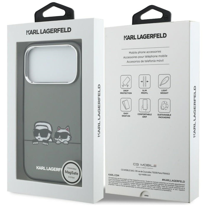 Karl Lagerfeld IML Karl &amp; Choupette Peekaboo Logo MagSafe Case for iPhone 17 Pro - Black