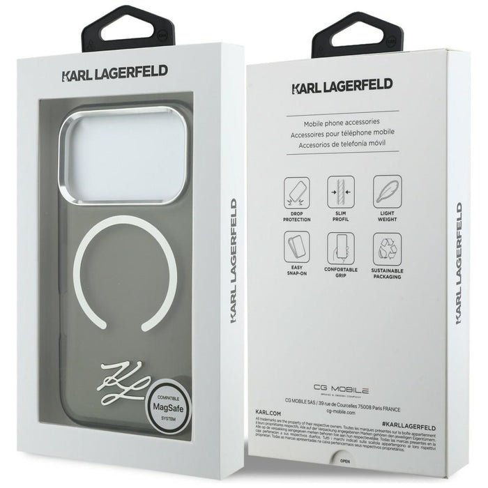 Karl Lagerfeld IML KL Script Logo MagSafe Case for iPhone 17 Pro - Black