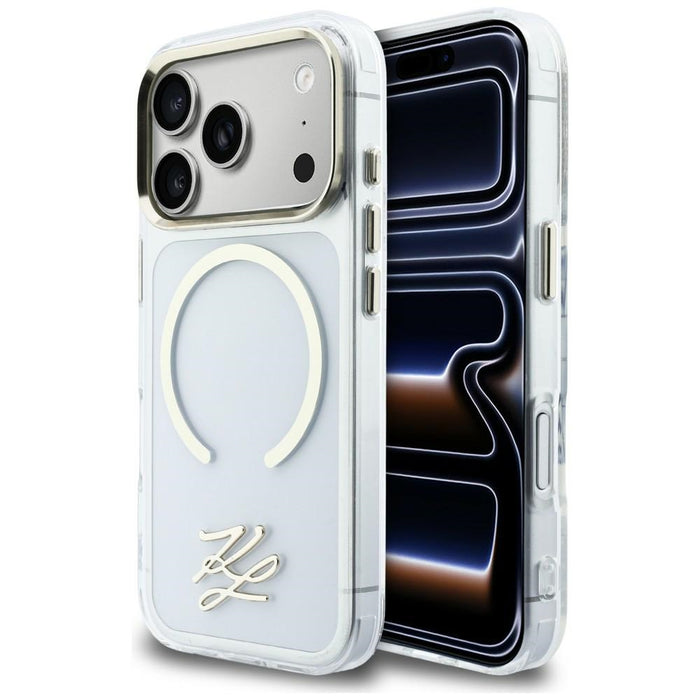 Karl Lagerfeld IML KL Script Logo MagSafe Case for iPhone 17 Pro Max - Clear