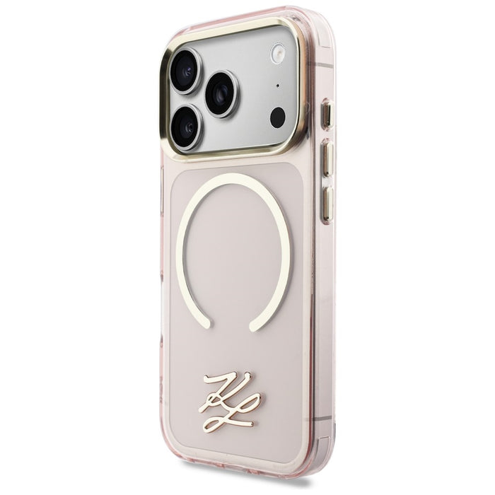 Karl Lagerfeld IML KL Script Logo MagSafe Case for iPhone 17 Pro - Pink