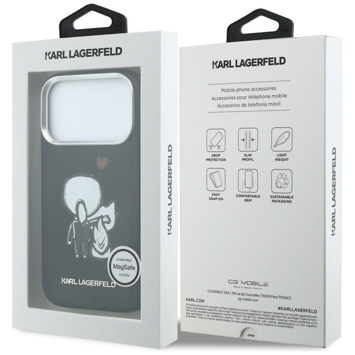 Karl Lagerfeld Karl & Choupette Back Logo MagSafe Case for iPhone 17 Pro Max - Black