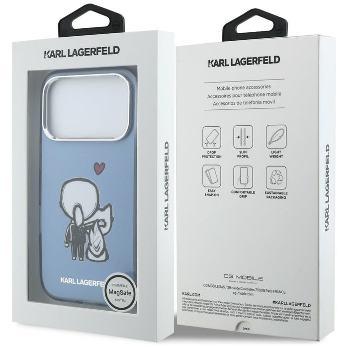 Karl Lagerfeld Karl &amp; Choupette Back MagSafe Case for iPhone 17 Pro - Blue