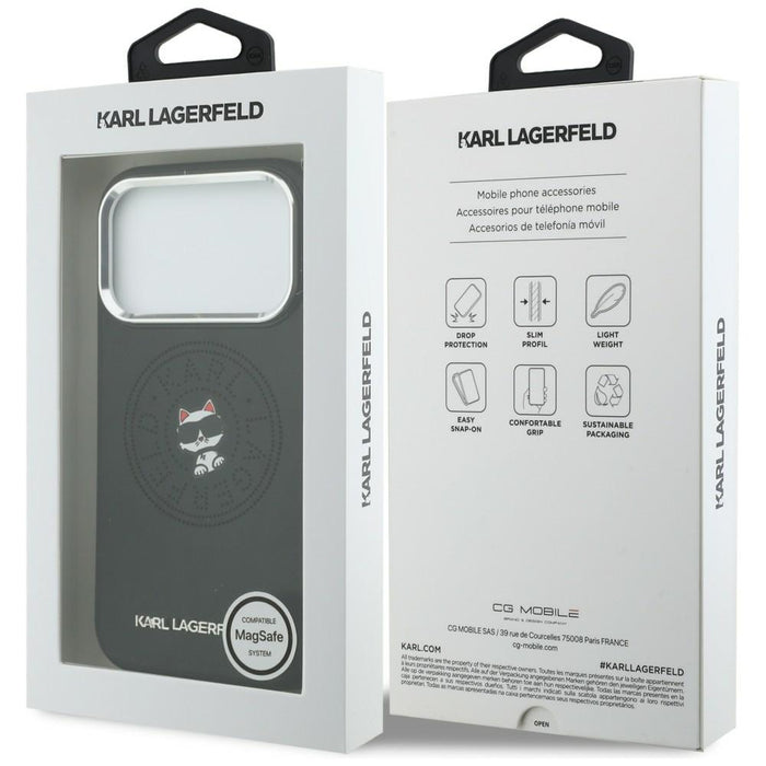 Karl Lagerfeld Point & Choupette Sketch MagSafe Case for iPhone 17 Pro - Black