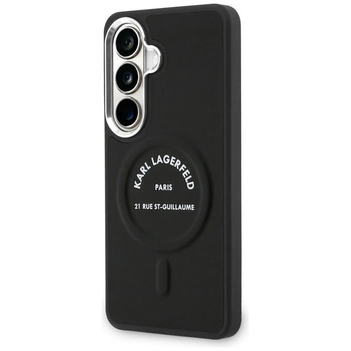 Karl Lagerfeld Embossed Ring RSG Logo MagSafe Case for Samsung Galaxy S26 - Black