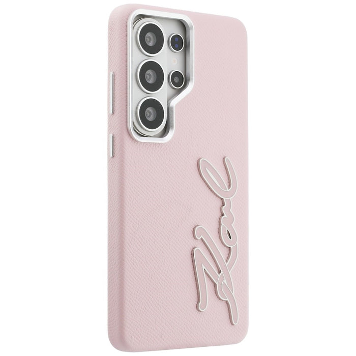 Karl Lagerfeld Grained Signature Metal Resin Logo Case for Samsung Galaxy S26 Ultra - Pink