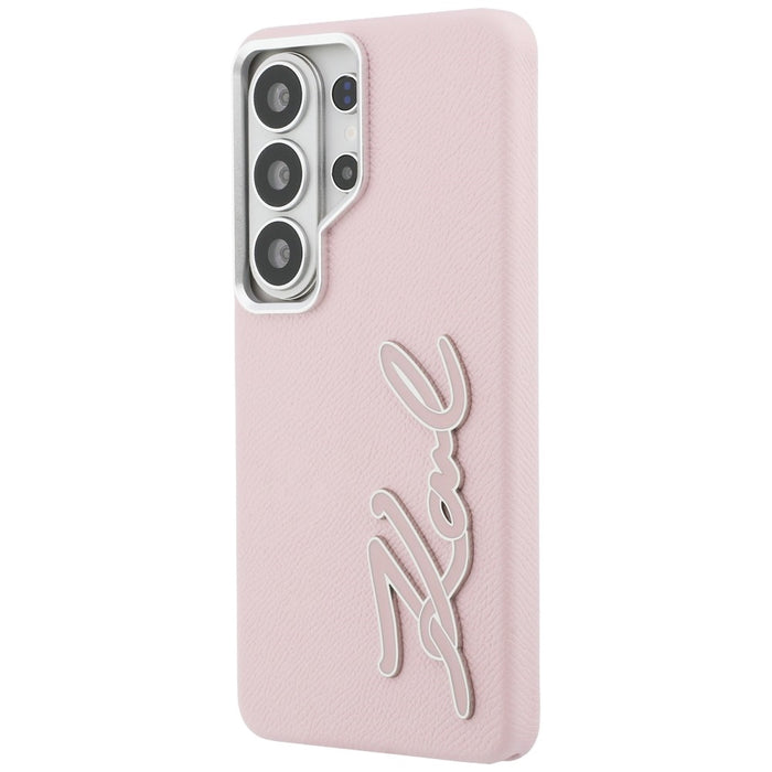 Karl Lagerfeld Grained Signature Metal Resin Logo Case for Samsung Galaxy S26 Ultra - Pink