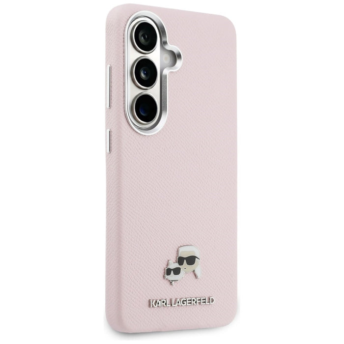 Karl Lagerfeld Saffiano KC Metal Logo MagSafe Case for Samsung Galaxy S26+ - Pink