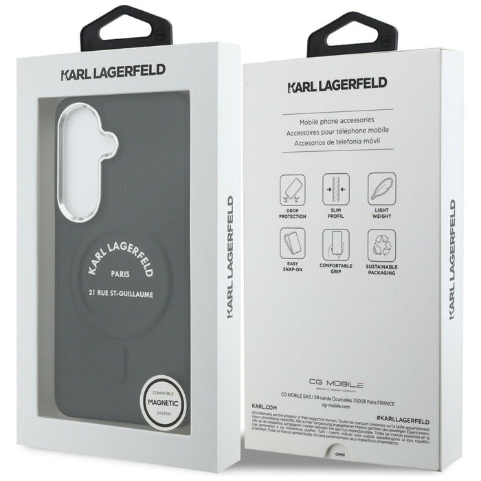 Karl Lagerfeld Embossed Ring RSG Logo MagSafe Case for Samsung Galaxy S26+ - Black